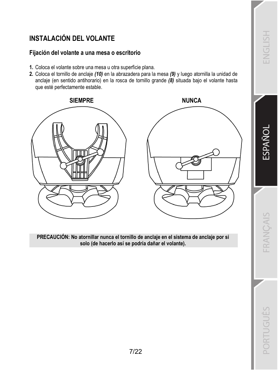 Instalación del volante | Thrustmaster Ferrari F1 RS User Manual | Page 336 / 485
