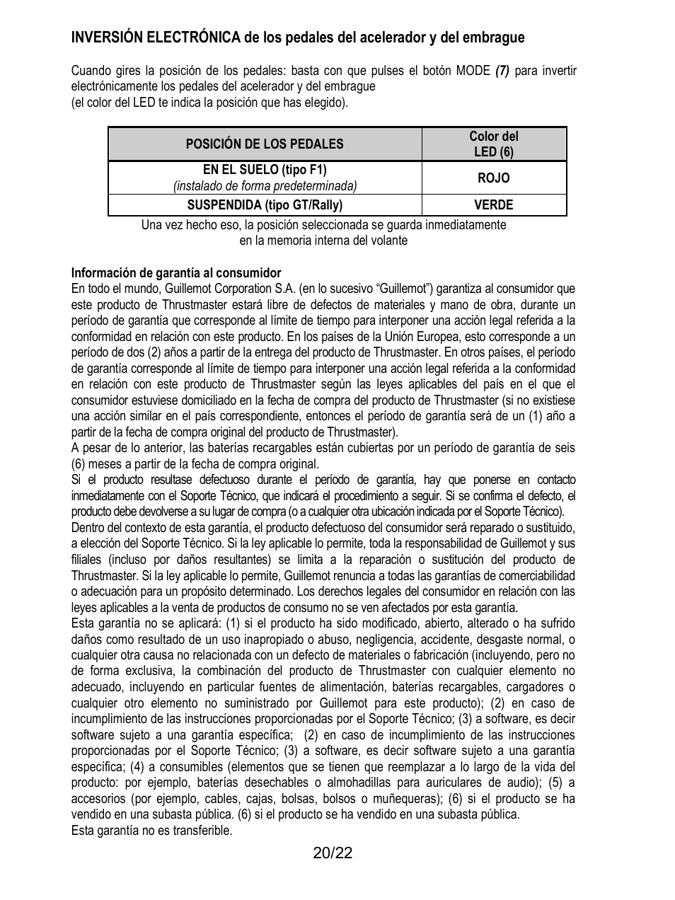 Información de garantía al consumidor | Thrustmaster Ferrari F1 RS User Manual | Page 349 / 485