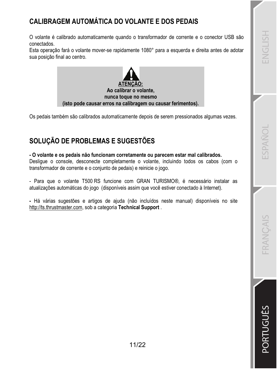 Calibragem automática do volante e dos pedais, Solução de problemas e sugestões | Thrustmaster Ferrari F1 RS User Manual | Page 362 / 485