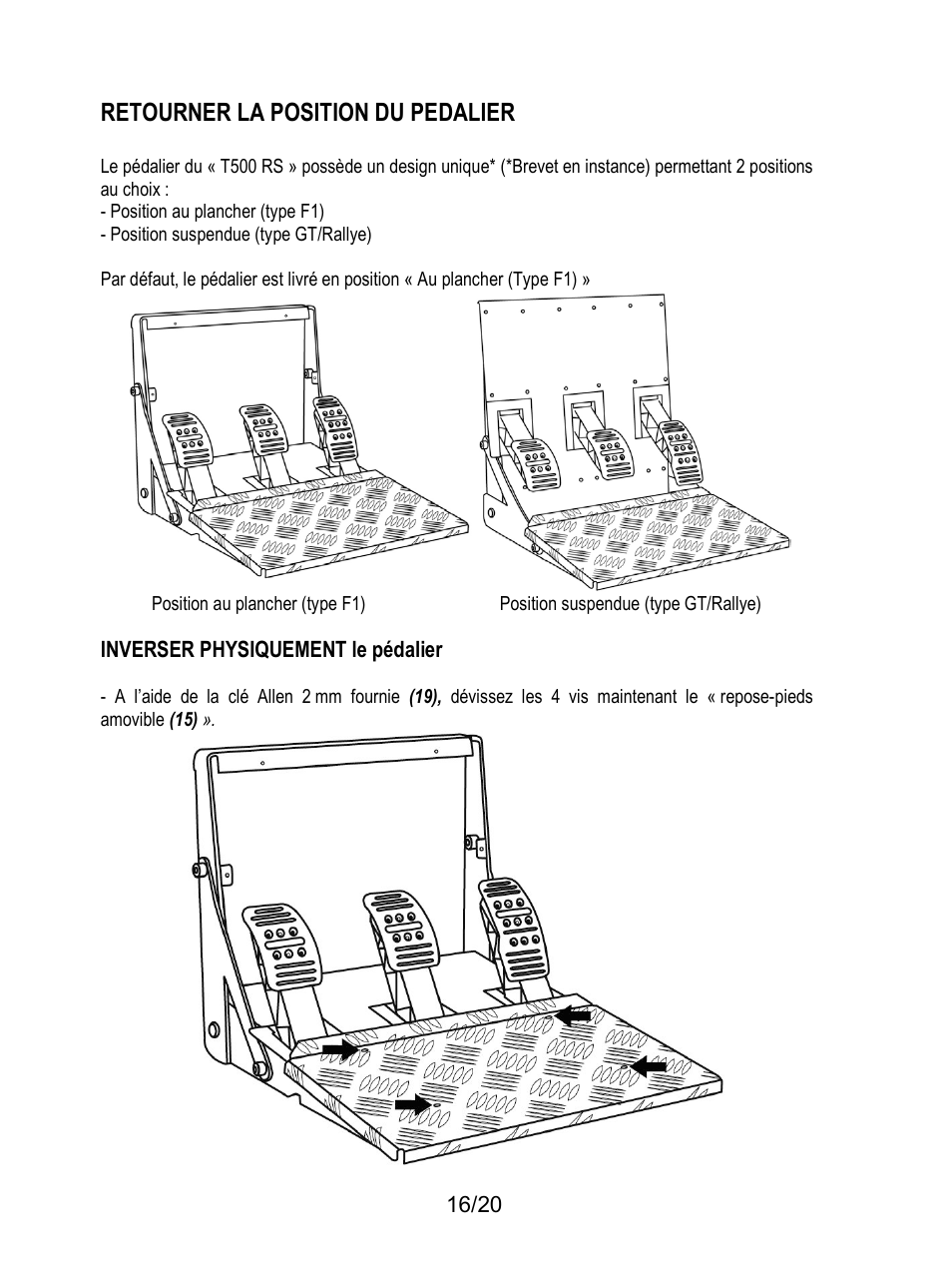 Retourner la position du pedalier | Thrustmaster Ferrari F1 RS User Manual | Page 37 / 485