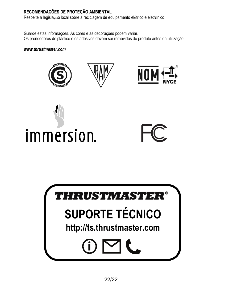 Suporte técnico | Thrustmaster Ferrari F1 RS User Manual | Page 373 / 485