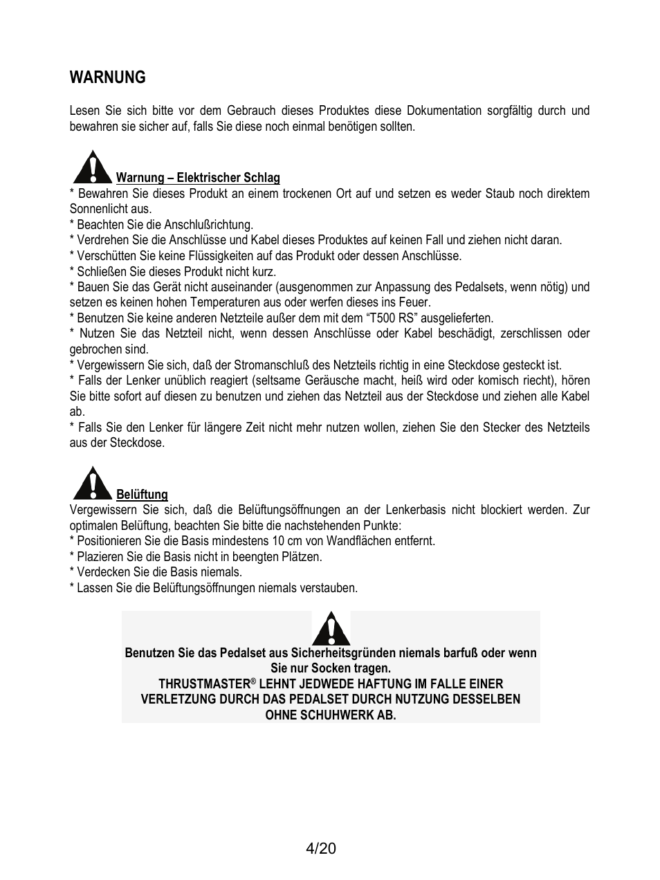 Warnung | Thrustmaster Ferrari F1 RS User Manual | Page 45 / 485