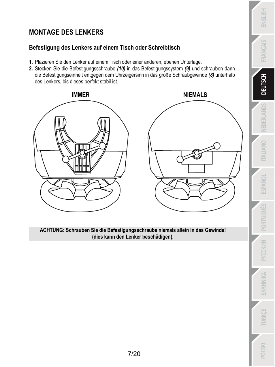 Montage des lenkers | Thrustmaster Ferrari F1 RS User Manual | Page 48 / 485
