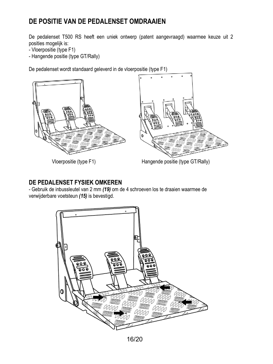 De positie van de pedalenset omdraaien | Thrustmaster Ferrari F1 RS User Manual | Page 77 / 485