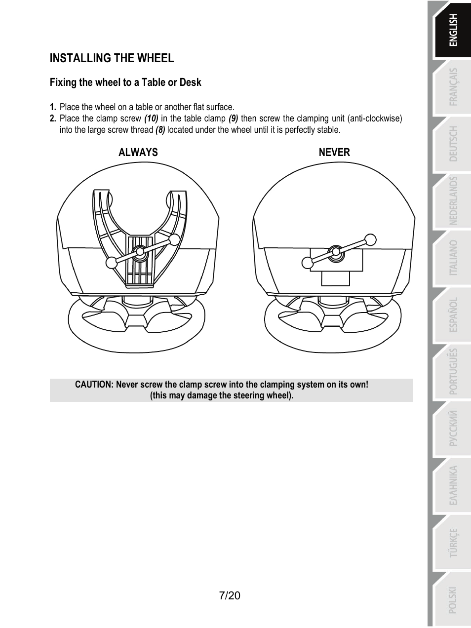 Installing the wheel | Thrustmaster Ferrari F1 RS User Manual | Page 8 / 485