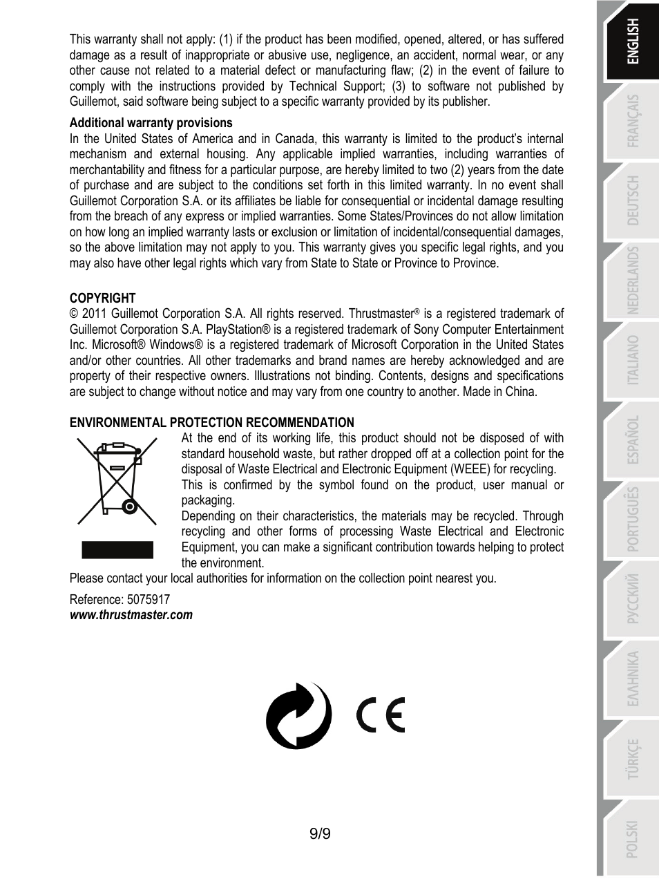 Thrustmaster Ferrari F1 RS User Manual | Page 10 / 110