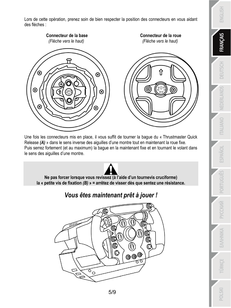 Vous êtes maintenant prêt à jouer | Thrustmaster Ferrari F1 RS User Manual | Page 15 / 110