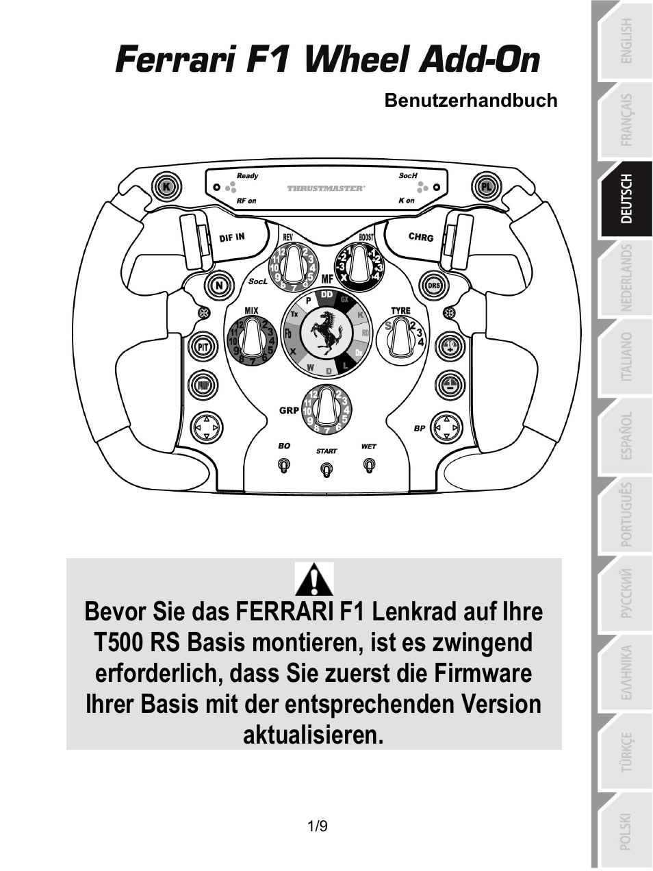 Deu_ferrari f1 wheel add-on | Thrustmaster Ferrari F1 RS User Manual | Page 20 / 110