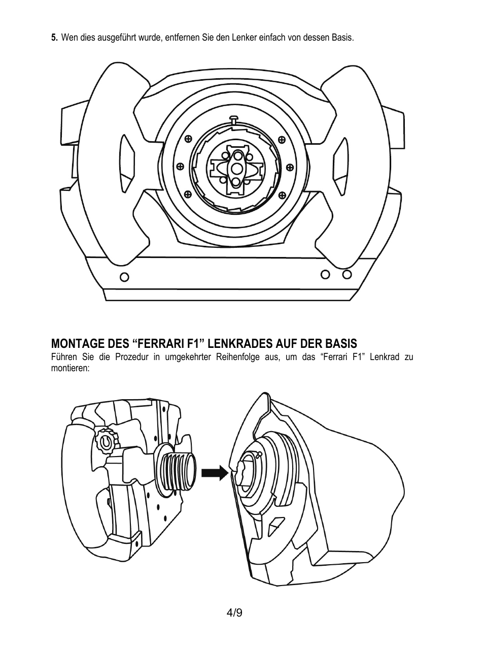 Montage des “ferrari f1” lenkrades auf der basis | Thrustmaster Ferrari F1 RS User Manual | Page 23 / 110