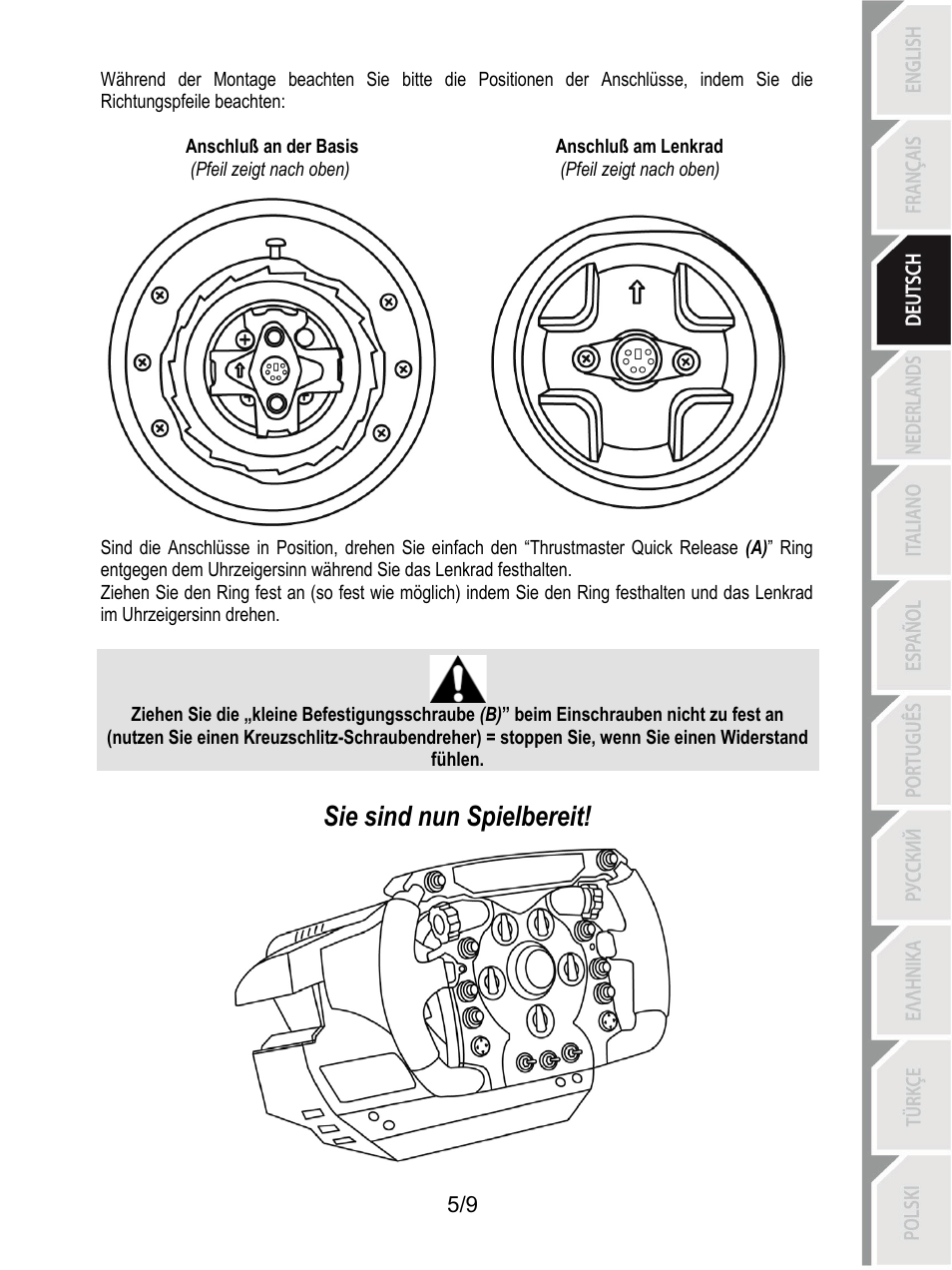 Sie sind nun spielbereit | Thrustmaster Ferrari F1 RS User Manual | Page 24 / 110