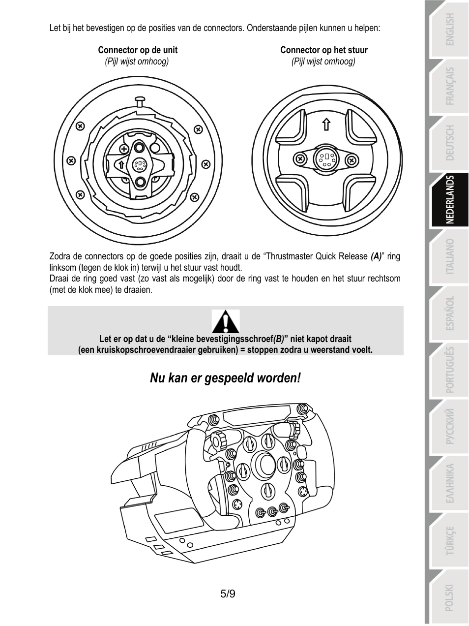 Nu kan er gespeeld worden | Thrustmaster Ferrari F1 RS User Manual | Page 33 / 110