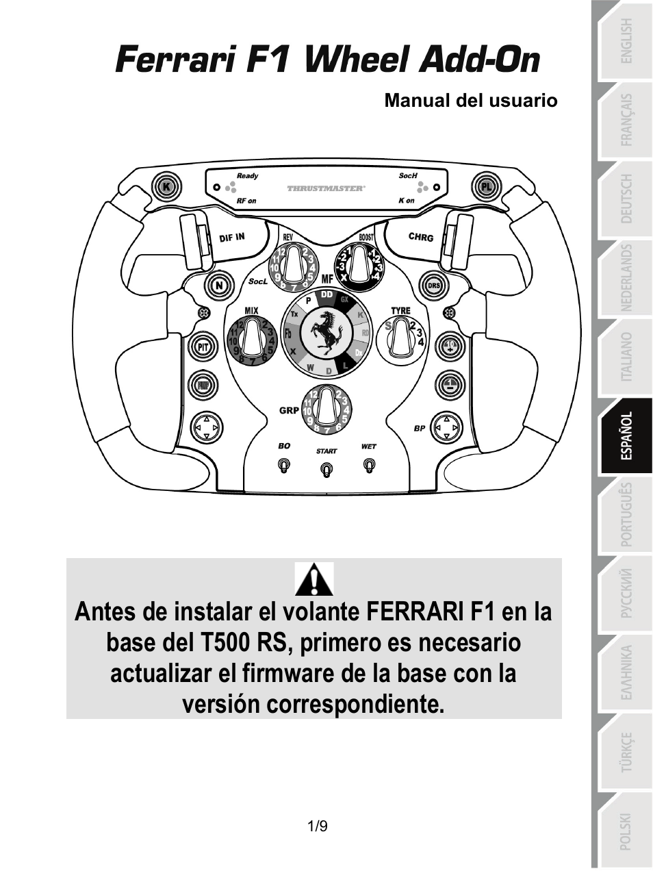 Spa_ferrari f1 wheel add-on | Thrustmaster Ferrari F1 RS User Manual | Page 47 / 110