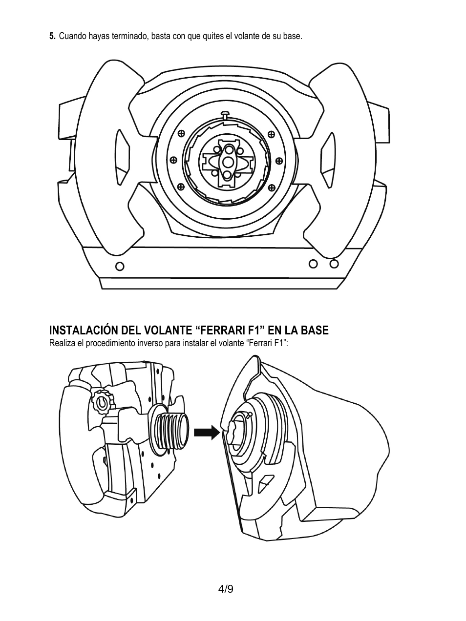 Instalación del volante “ferrari f1” en la base | Thrustmaster Ferrari F1 RS User Manual | Page 50 / 110