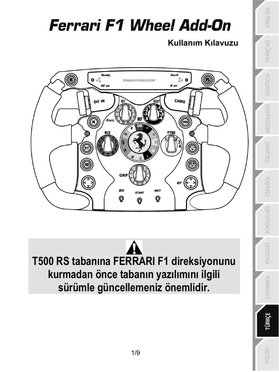 Tur_ferrari f1 wheel add-on | Thrustmaster Ferrari F1 RS User Manual | Page 83 / 110