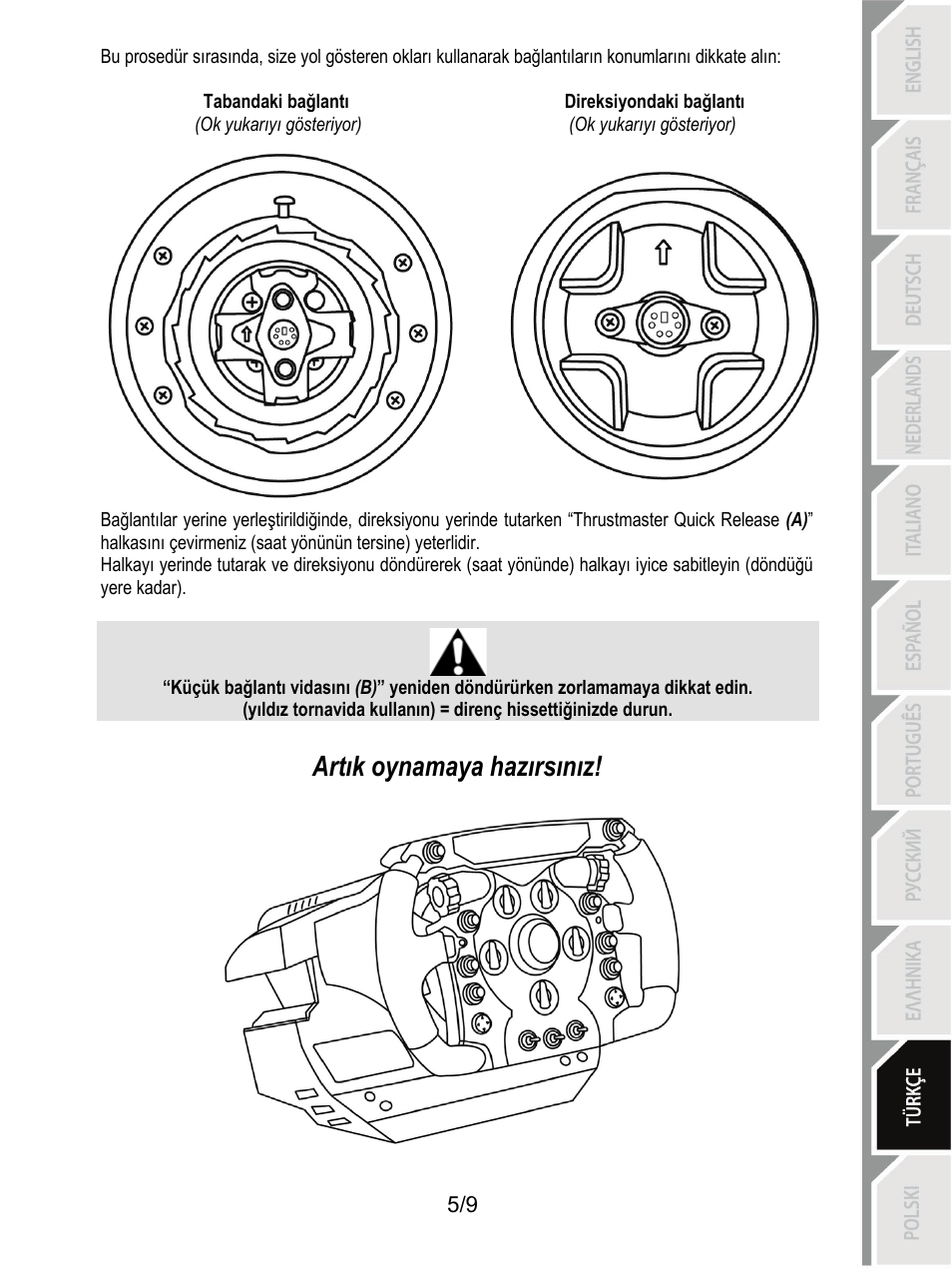 Artık oynamaya hazırsınız | Thrustmaster Ferrari F1 RS User Manual | Page 87 / 110