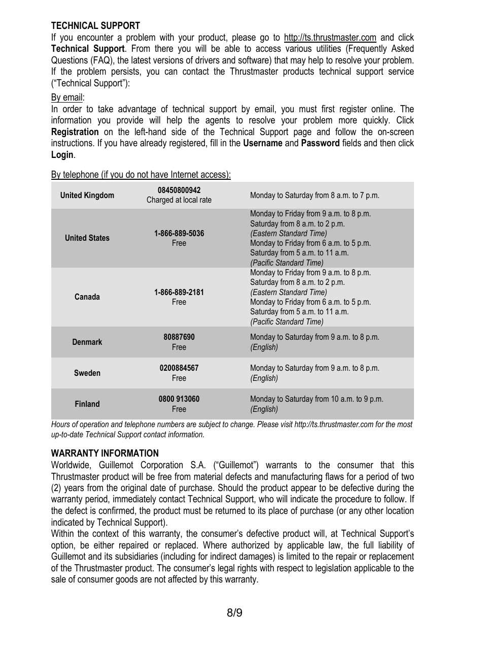 Thrustmaster Ferrari F1 RS User Manual | Page 9 / 110