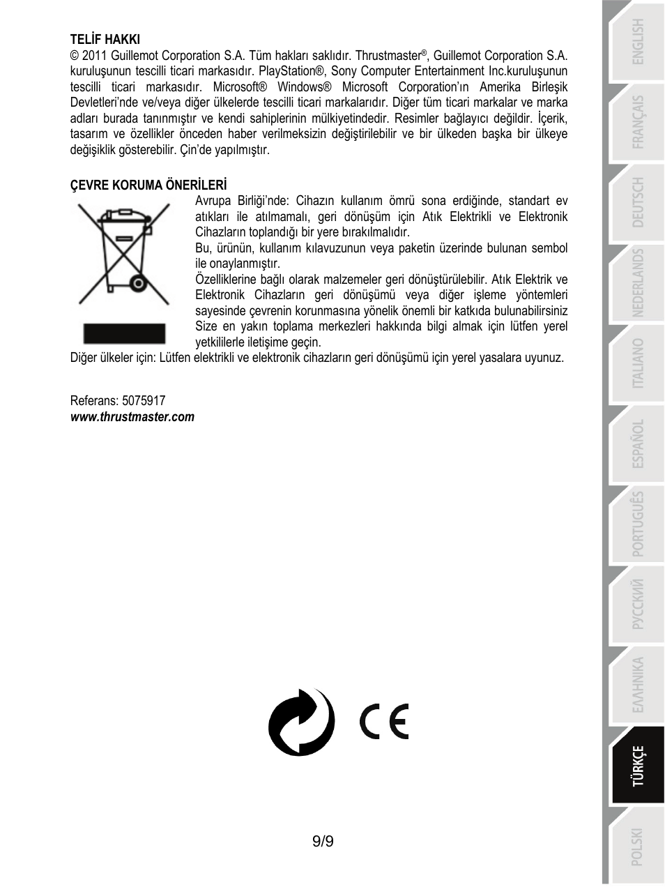 Thrustmaster Ferrari F1 RS User Manual | Page 91 / 110