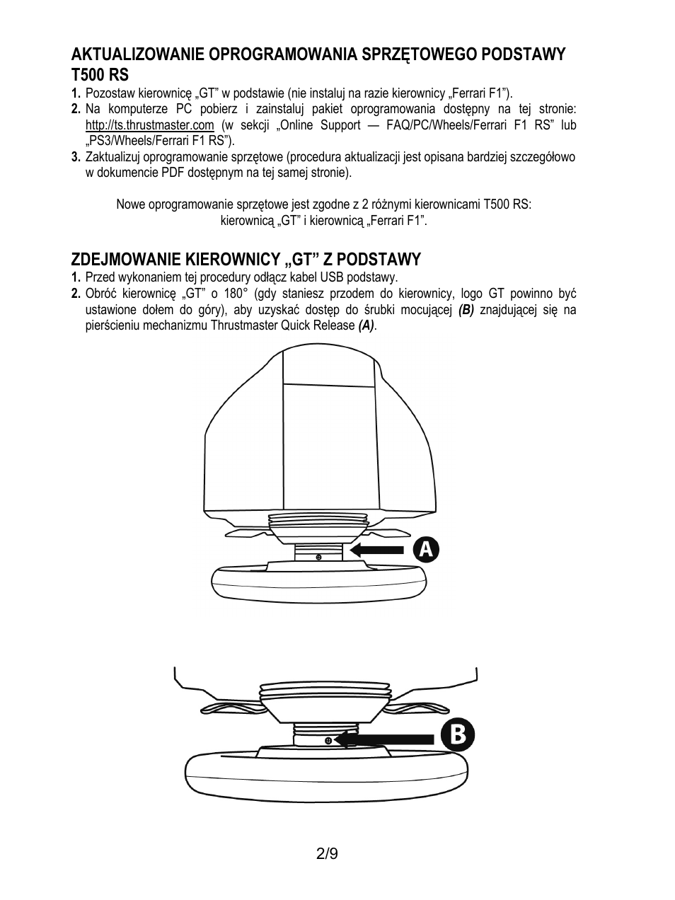 Zdejmowanie kierownicy „gt” z podstawy | Thrustmaster Ferrari F1 RS User Manual | Page 93 / 110