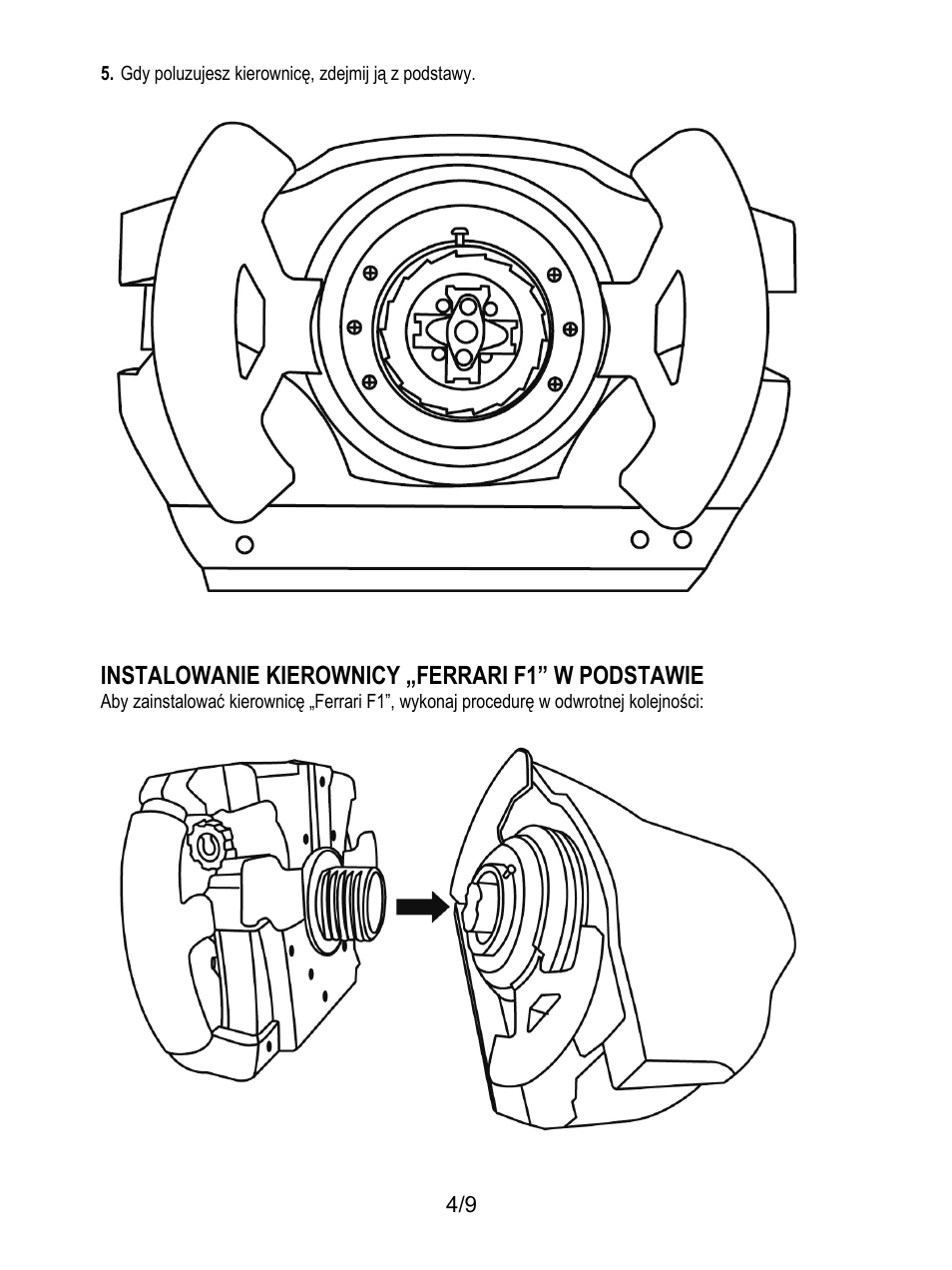 Instalowanie kierownicy „ferrari f1” w podstawie | Thrustmaster Ferrari F1 RS User Manual | Page 95 / 110