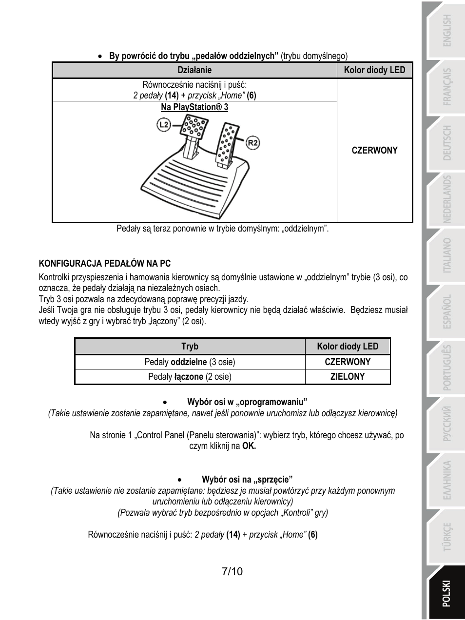 Konfiguracja pedałów na pc | Thrustmaster Ferrari GT Experience User Manual | Page 108 / 124