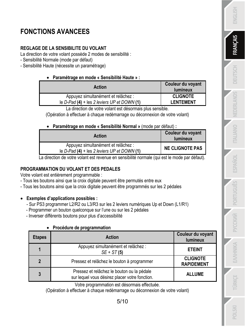 Fonctions avancees | Thrustmaster Ferrari GT Experience User Manual | Page 16 / 124