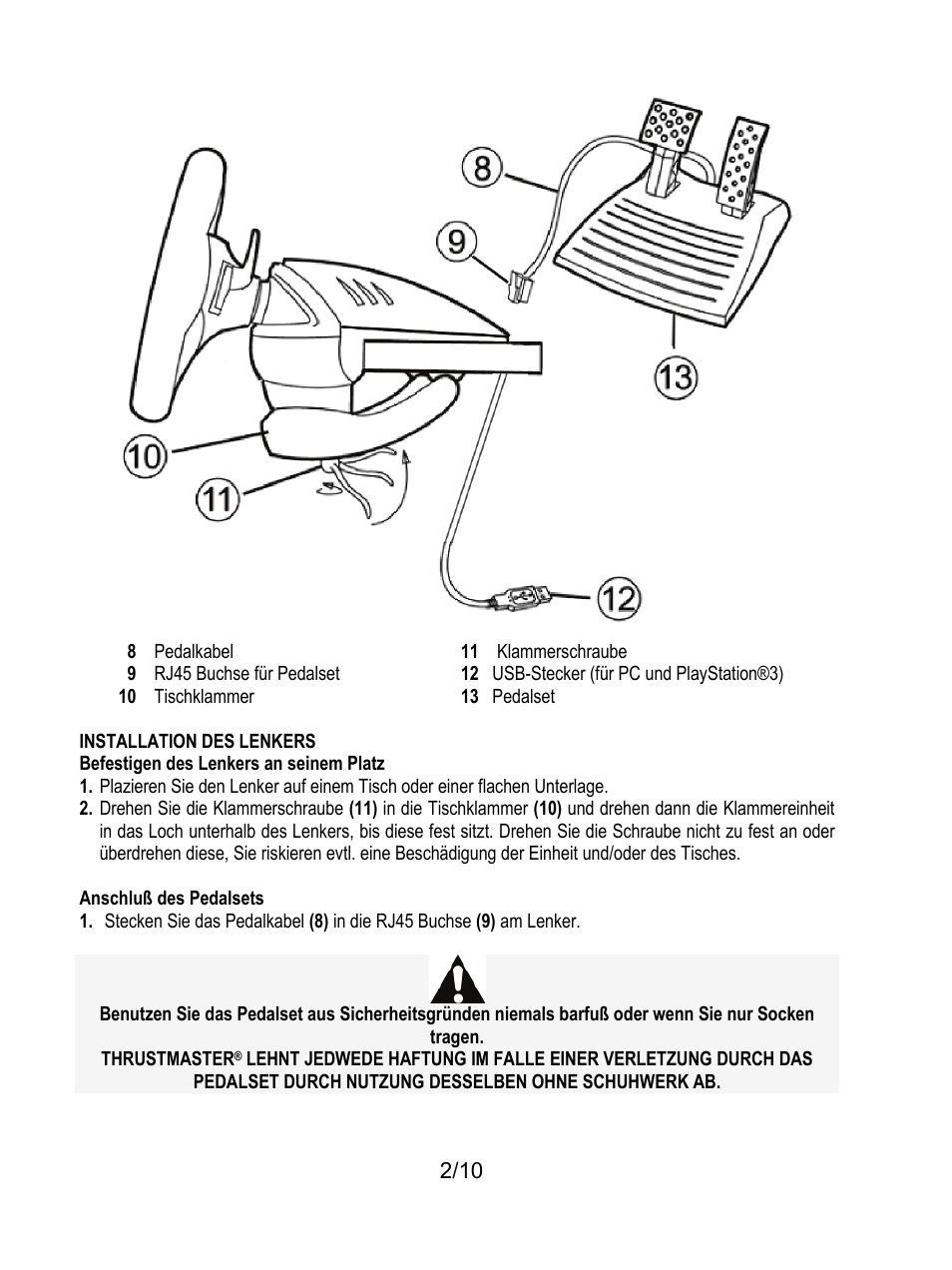 Installation des lenkers | Thrustmaster Ferrari GT Experience User Manual | Page 23 / 124