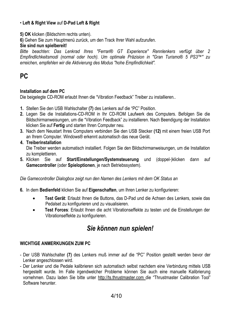 Sie können nun spielen | Thrustmaster Ferrari GT Experience User Manual | Page 25 / 124