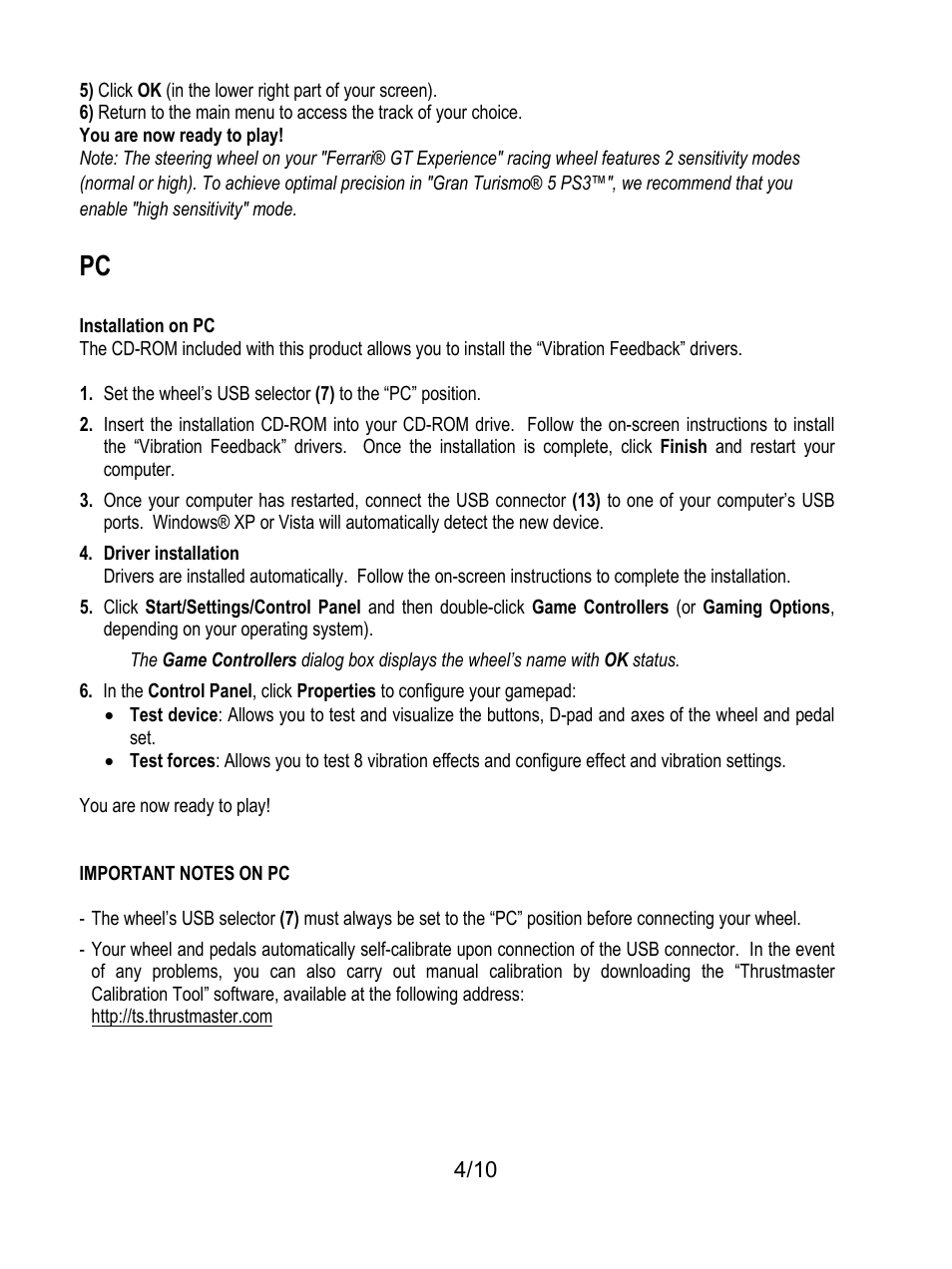 Thrustmaster Ferrari GT Experience User Manual | Page 5 / 124