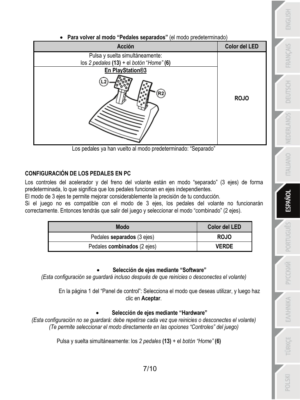 Configuración de los pedales en pc | Thrustmaster Ferrari GT Experience User Manual | Page 58 / 124
