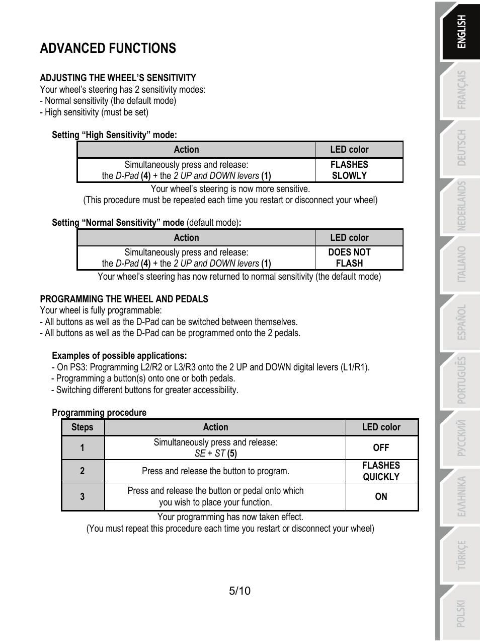 Advanced functions | Thrustmaster Ferrari GT Experience User Manual | Page 6 / 124