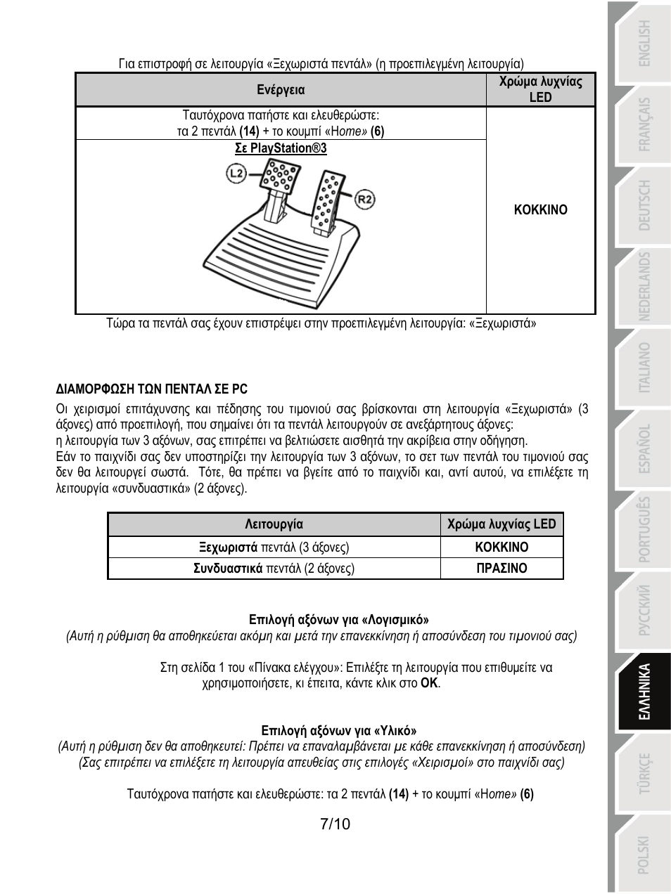 Διαμορφωση των πενταλ σε pc | Thrustmaster Ferrari GT Experience User Manual | Page 88 / 124