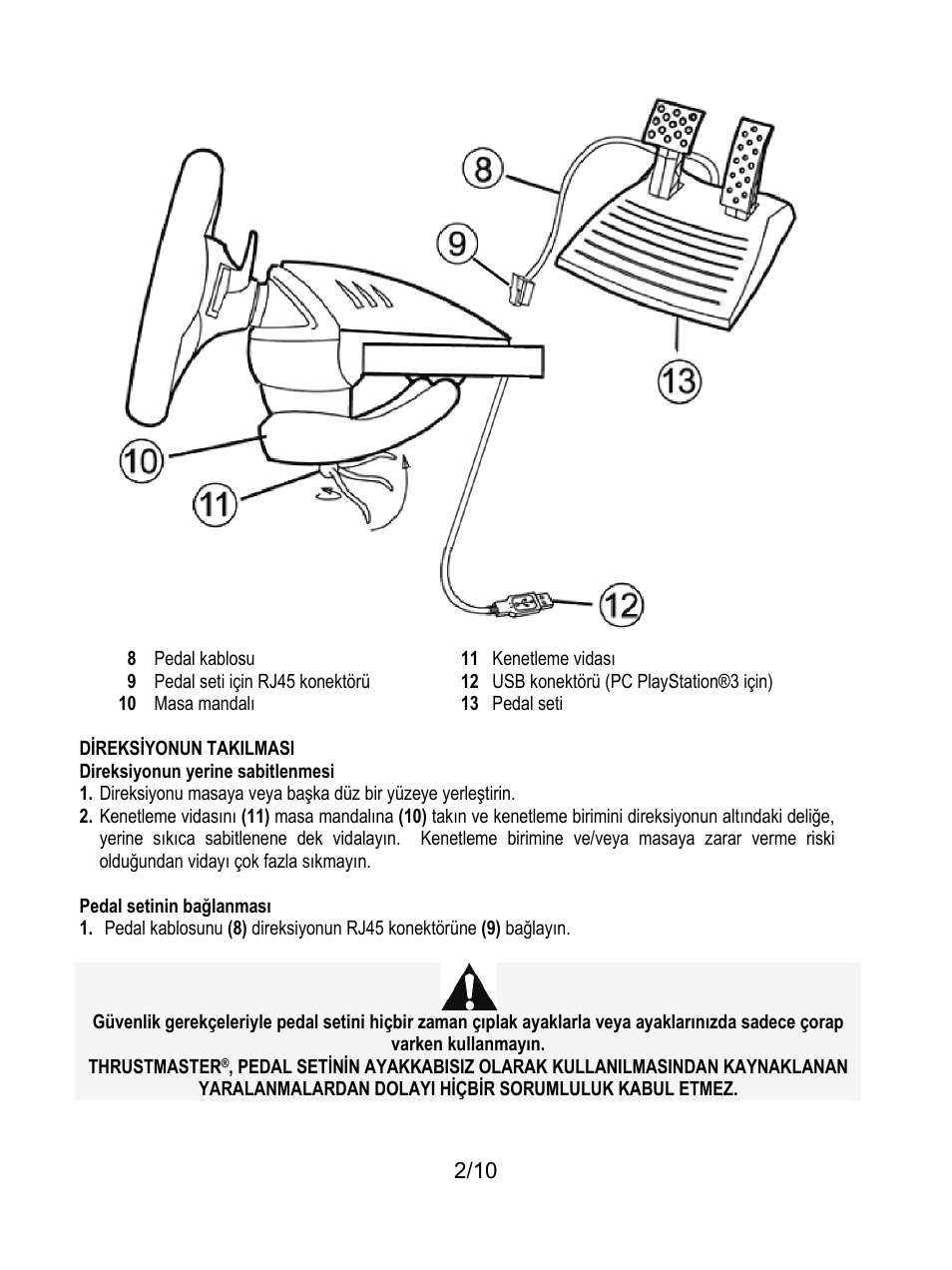 Direksiyonun takilmasi | Thrustmaster Ferrari GT Experience User Manual | Page 93 / 124