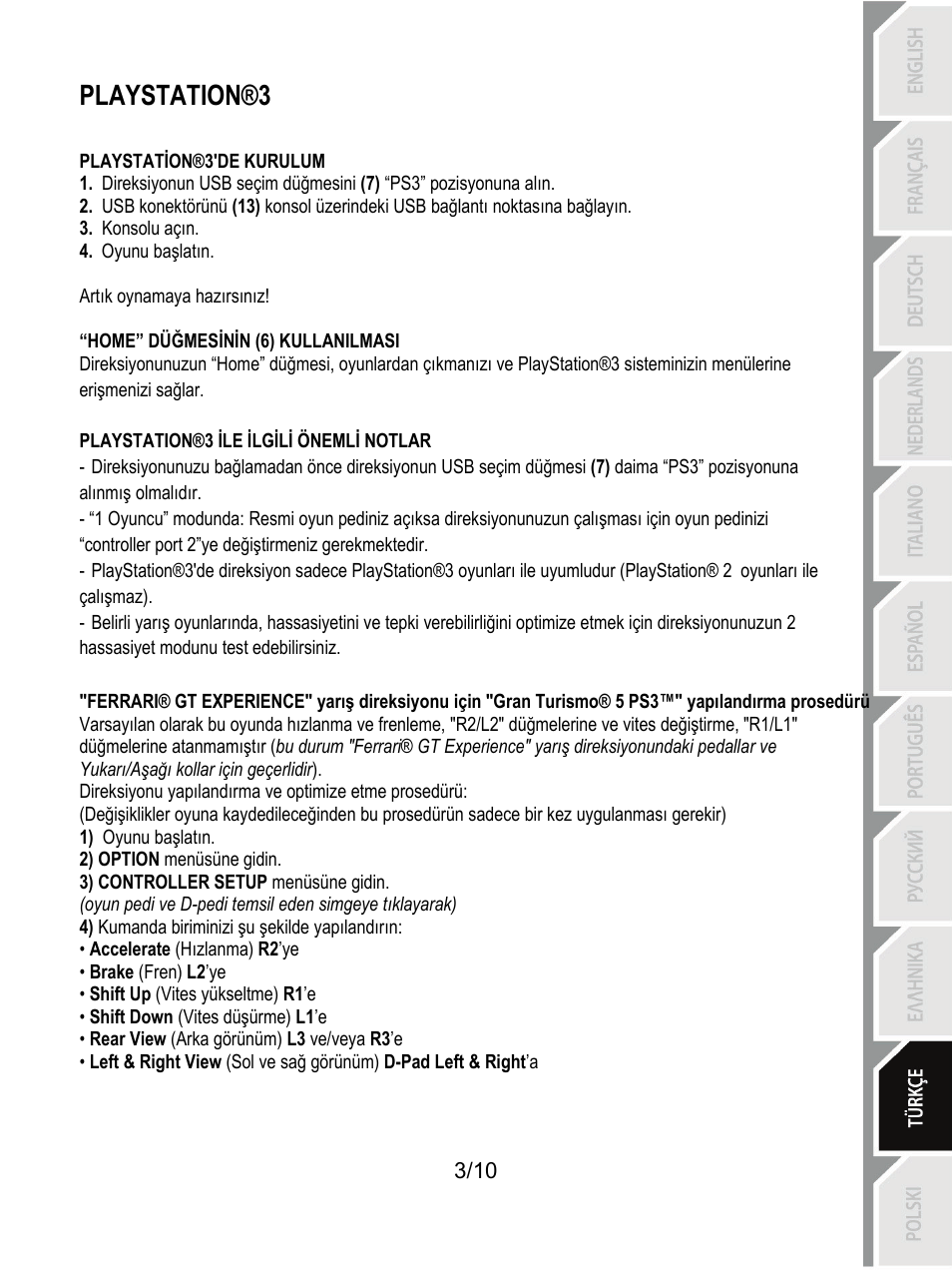 Playstation®3 | Thrustmaster Ferrari GT Experience User Manual | Page 94 / 124