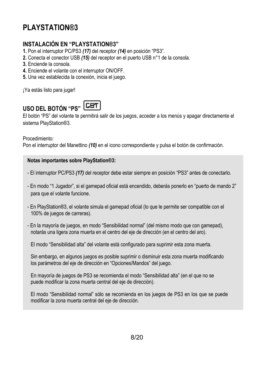 Playstation®3 | Thrustmaster Ferrari Wireless F430 Cockpit User Manual | Page 109 / 182