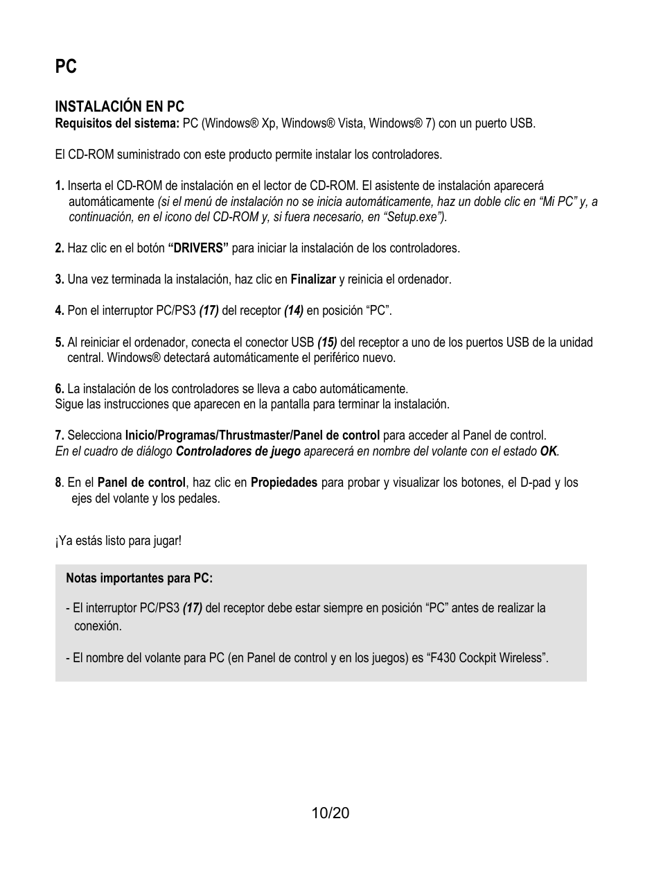 Thrustmaster Ferrari Wireless F430 Cockpit User Manual | Page 111 / 182