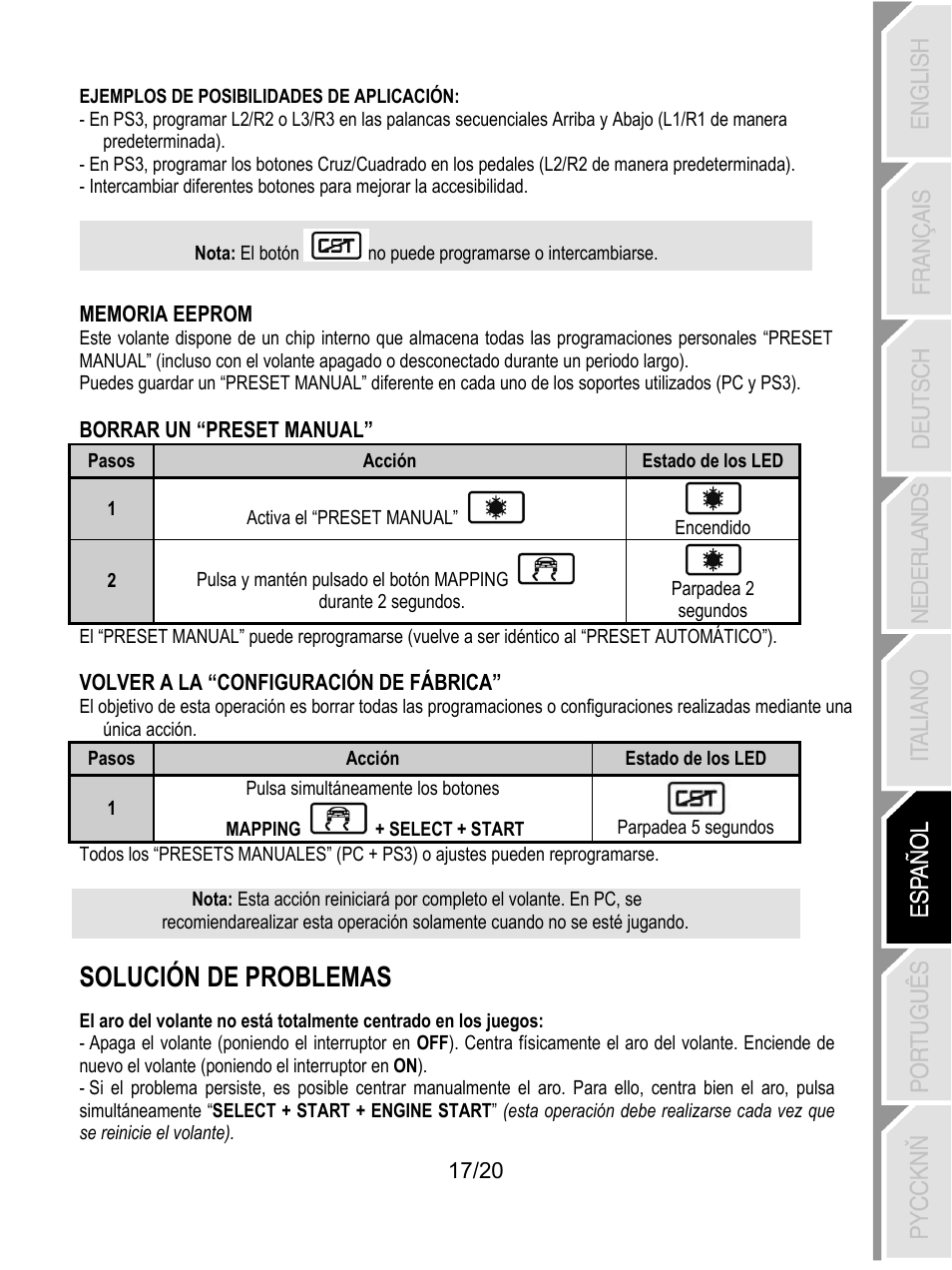 Solución de problemas | Thrustmaster Ferrari Wireless F430 Cockpit User Manual | Page 118 / 182