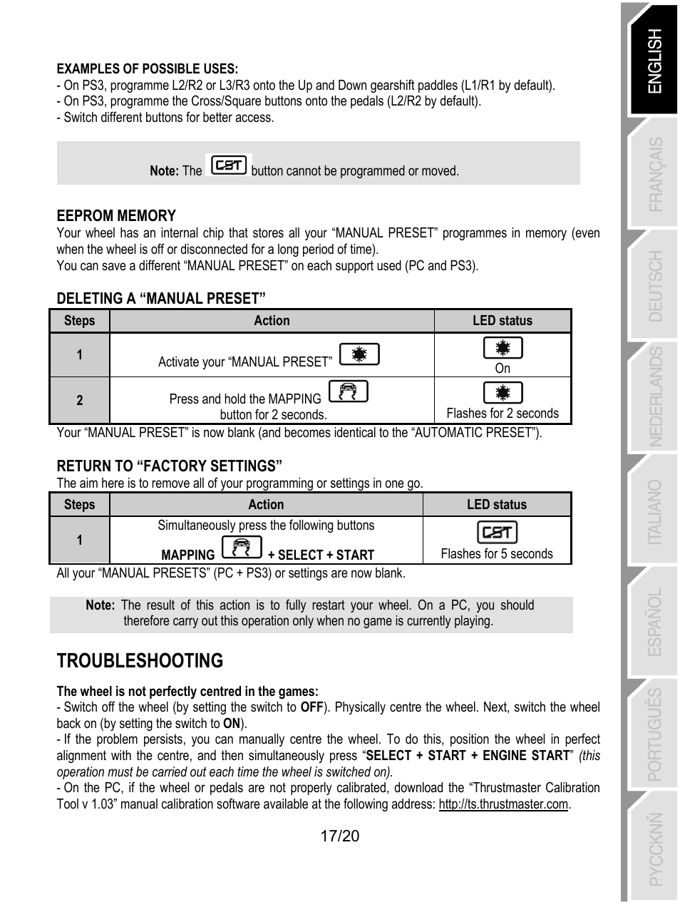 Troubleshooting | Thrustmaster Ferrari Wireless F430 Cockpit User Manual | Page 18 / 182
