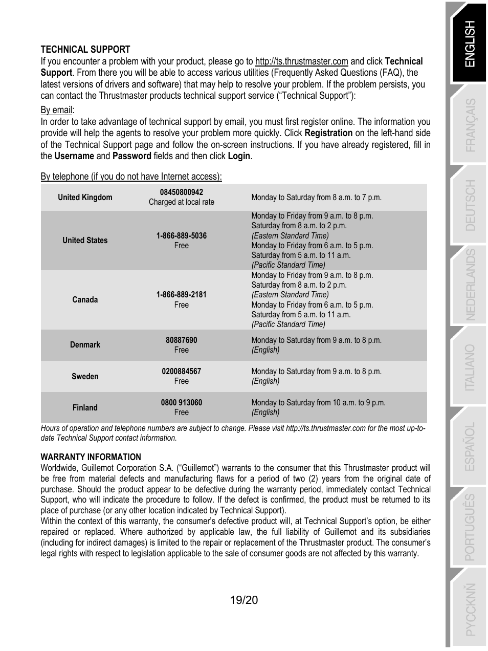Thrustmaster Ferrari Wireless F430 Cockpit User Manual | Page 20 / 182