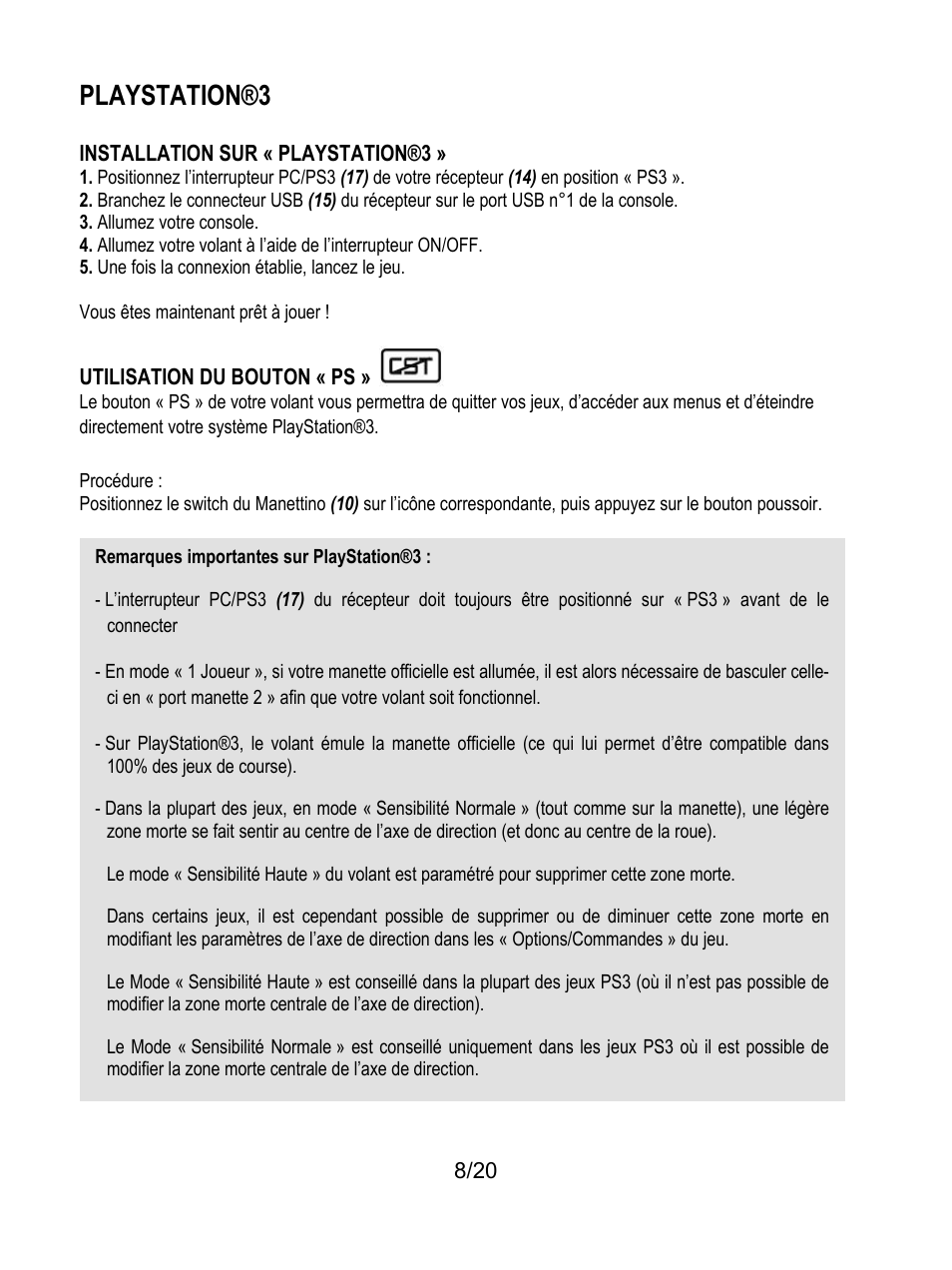 Playstation®3 | Thrustmaster Ferrari Wireless F430 Cockpit User Manual | Page 29 / 182