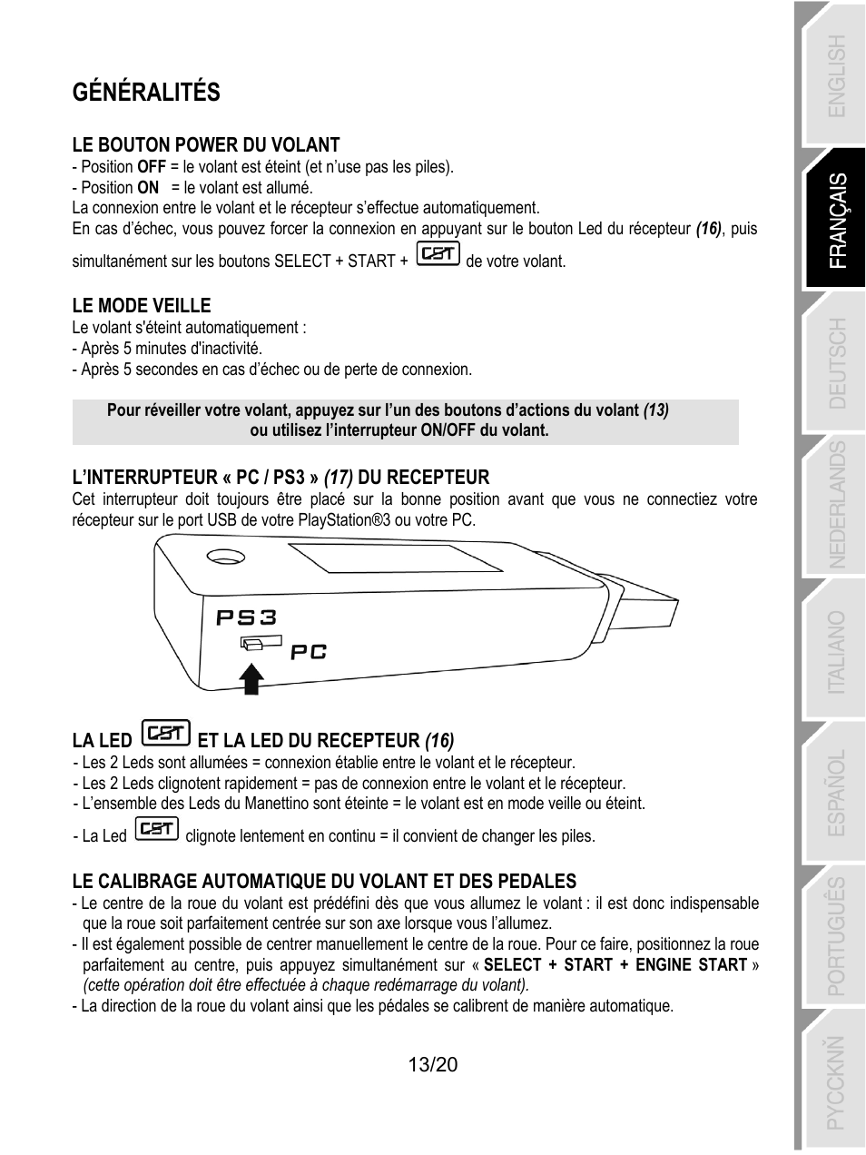 Généralités | Thrustmaster Ferrari Wireless F430 Cockpit User Manual | Page 34 / 182
