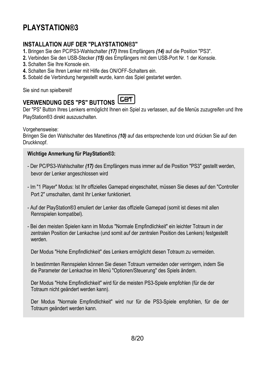 Playstation®3 | Thrustmaster Ferrari Wireless F430 Cockpit User Manual | Page 49 / 182