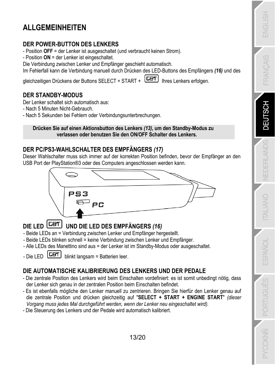 Allgemeinheiten | Thrustmaster Ferrari Wireless F430 Cockpit User Manual | Page 54 / 182