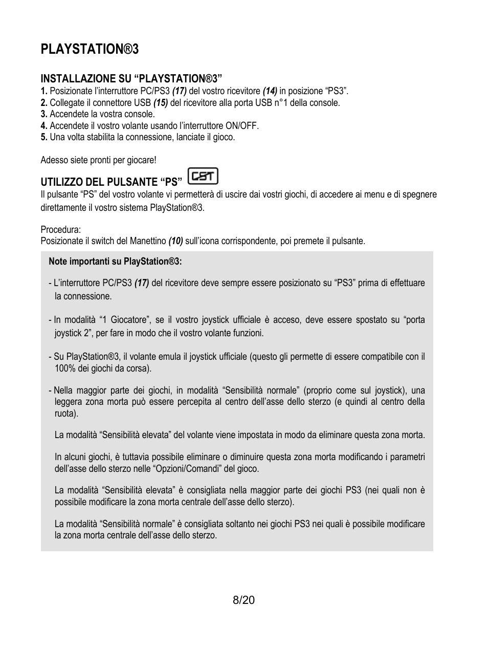 Playstation®3 | Thrustmaster Ferrari Wireless F430 Cockpit User Manual | Page 89 / 182