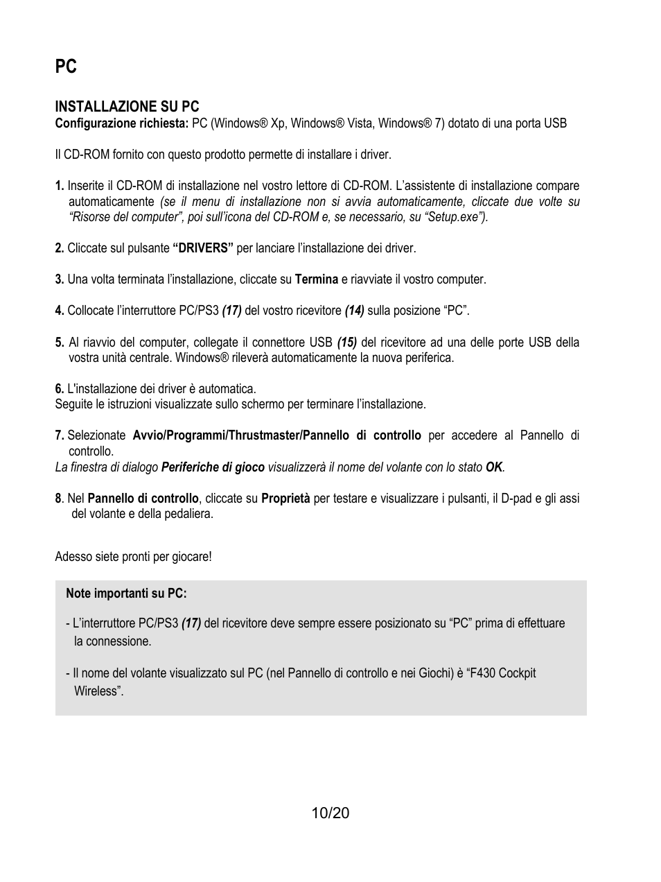 Thrustmaster Ferrari Wireless F430 Cockpit User Manual | Page 91 / 182