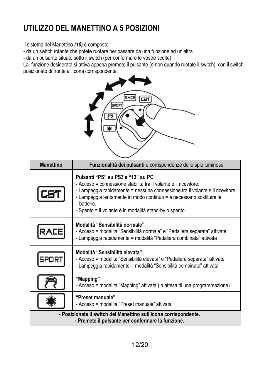 Utilizzo del manettino a 5 posizioni | Thrustmaster Ferrari Wireless F430 Cockpit User Manual | Page 93 / 182