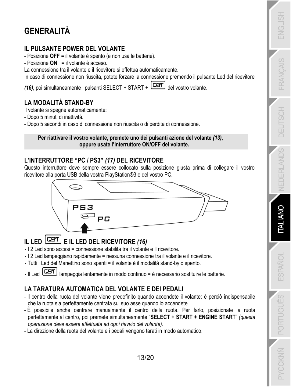 Generalità | Thrustmaster Ferrari Wireless F430 Cockpit User Manual | Page 94 / 182
