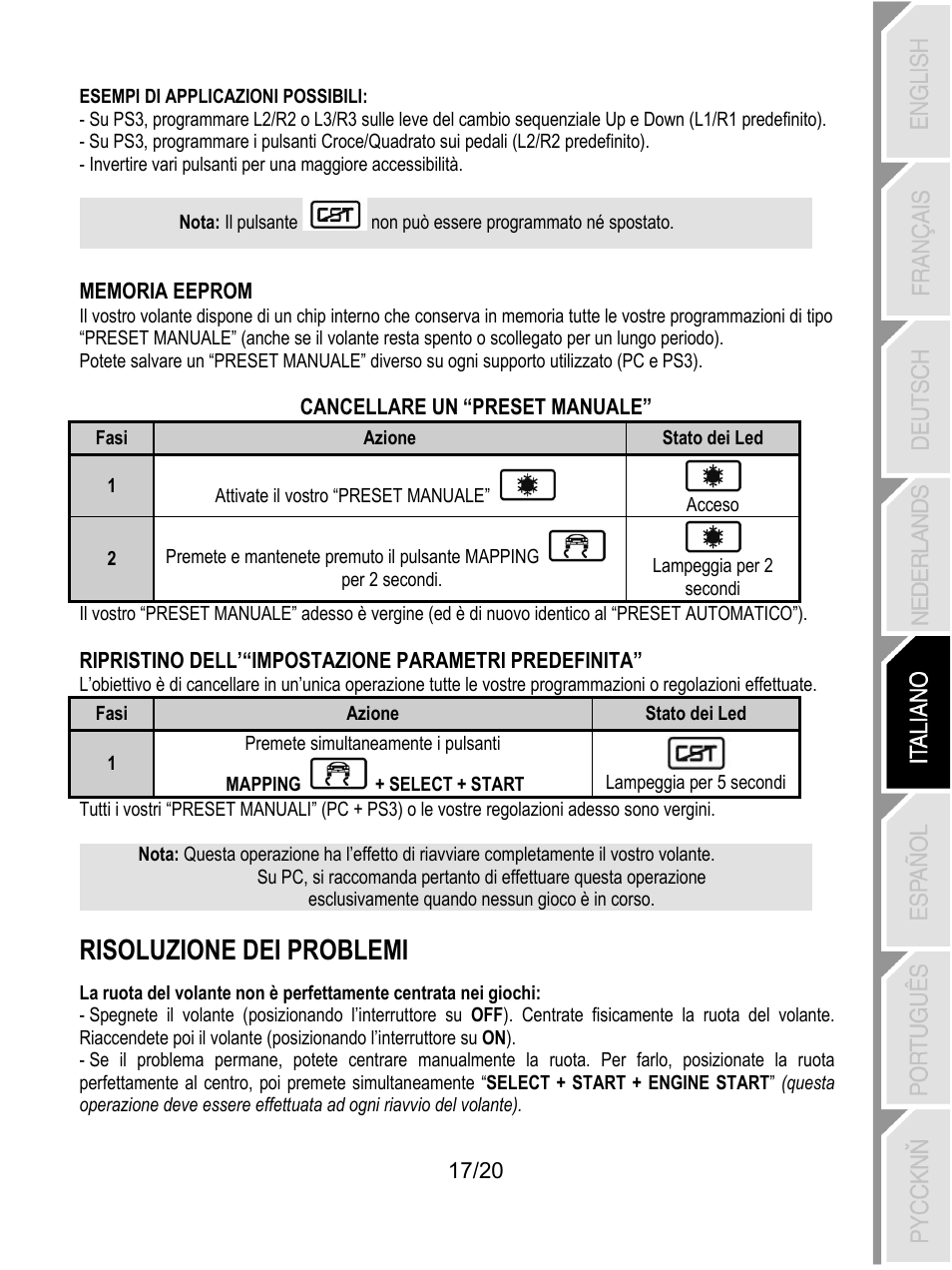 Risoluzione dei problemi | Thrustmaster Ferrari Wireless F430 Cockpit User Manual | Page 98 / 182