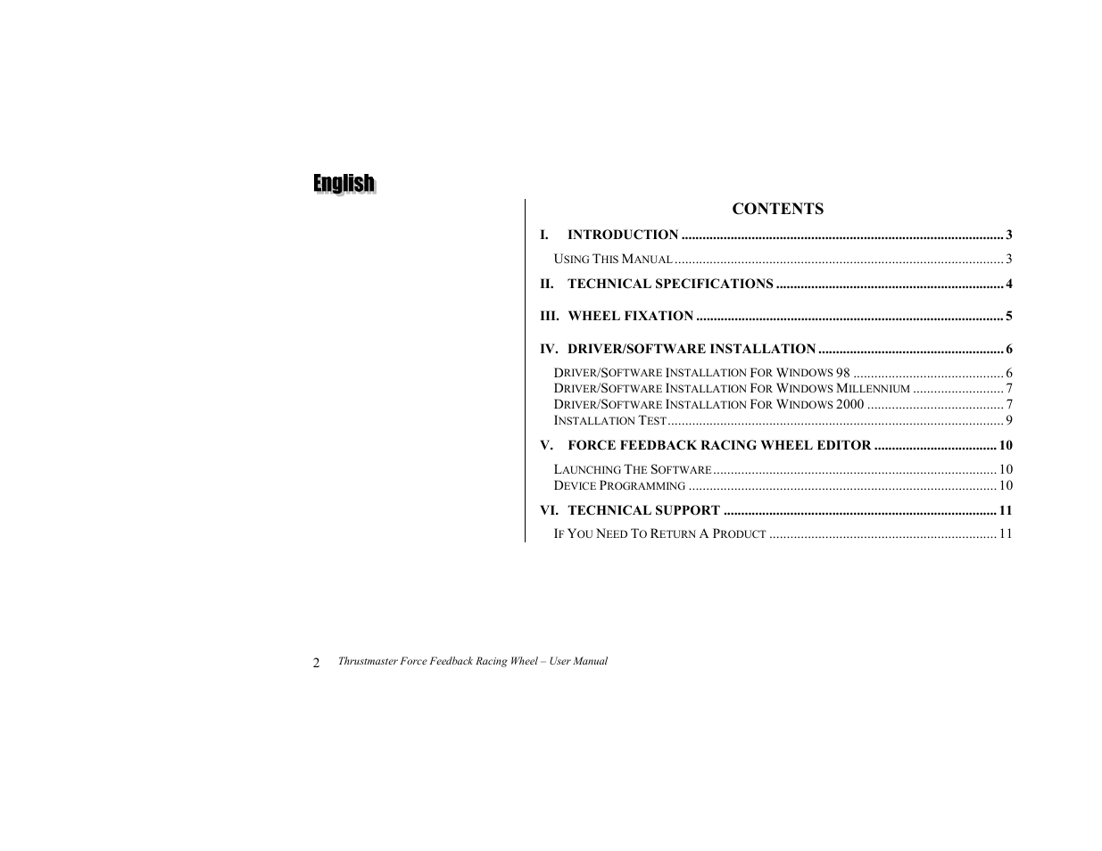 Thrustmaster Force Feedback Racing wheel User Manual | Page 2 / 12