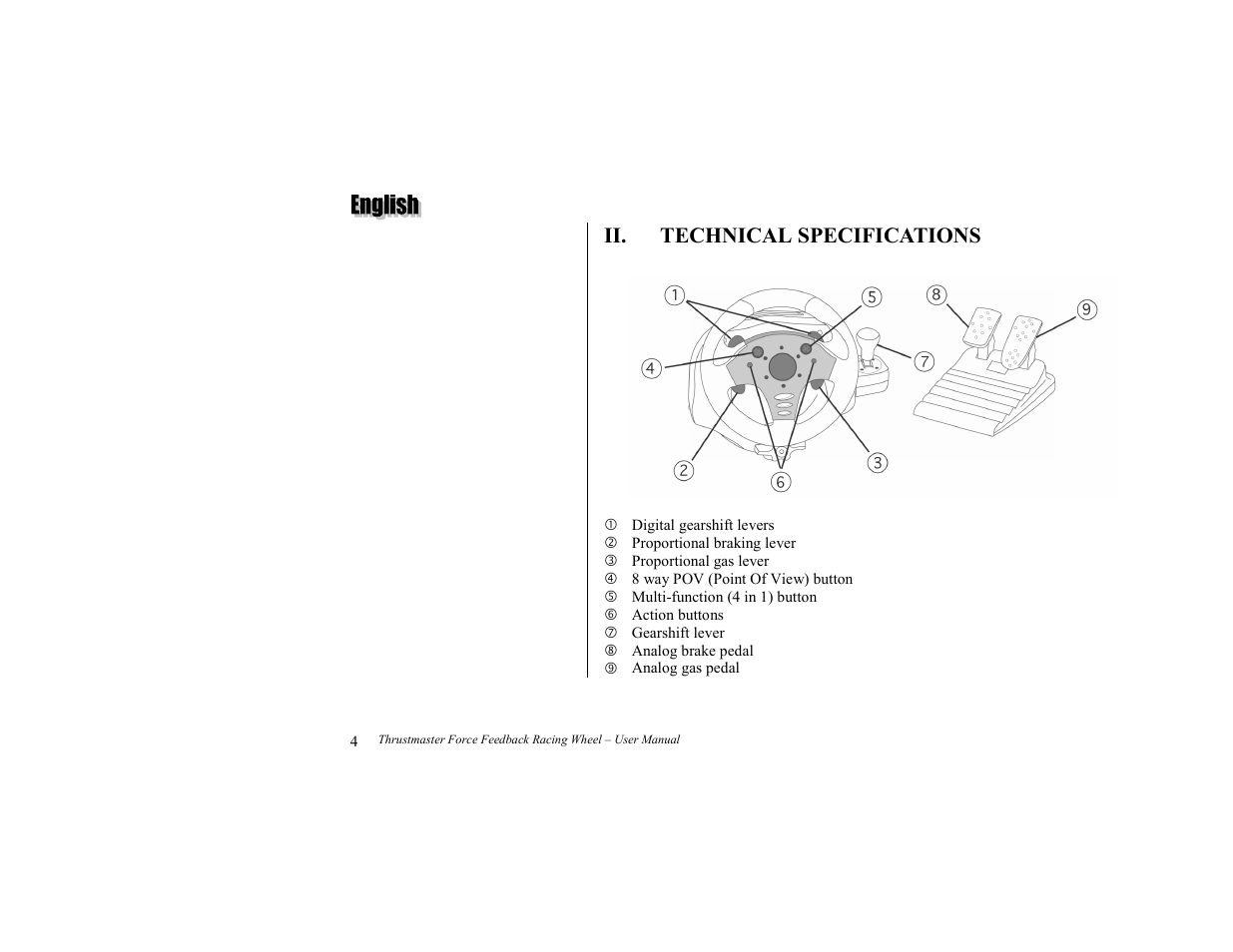 Technical specifications | Thrustmaster Force Feedback Racing wheel User Manual | Page 4 / 12