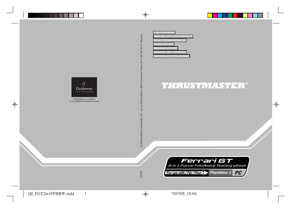 Thrustmaster GT 2-in-1 Force Feedback User Manual | 59 pages